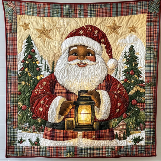 Cozy Cabin Black Santa Claus Joy Quilt Blanket