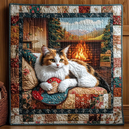 Cozy Cabin Cat Quilt Blanket