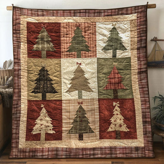 Cozy Cabin Christmas Tree Quilt Blanket