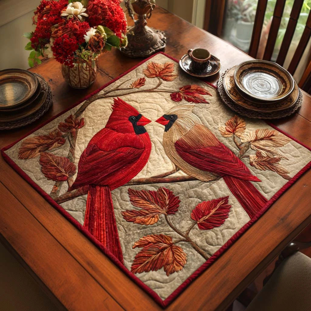 Cozy Cardinals Quilted Table Topper