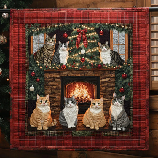 Cozy Cat Christmas Quilt Blanket