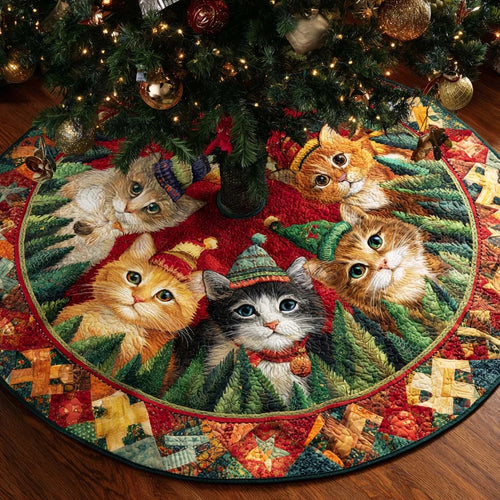 Cozy Cat Quilted Tree Skirt