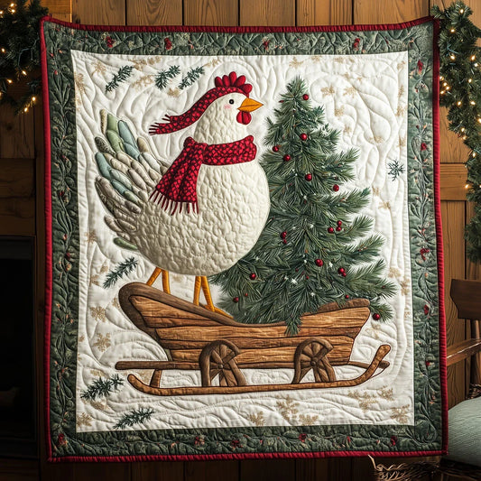 Cozy Christmas Rooster Quilt Blanket