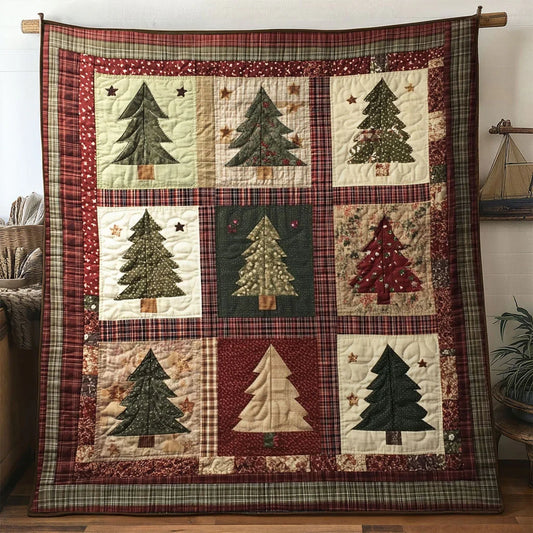 Cozy Cottage Christmas Tree Quilt Blanket