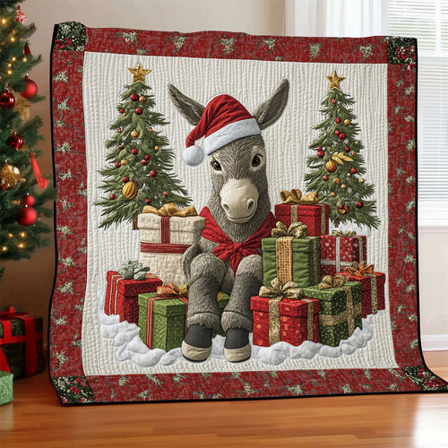 Cozy Donkey Christmas Quilt Blanket
