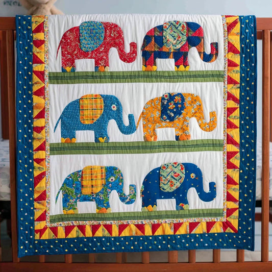 Cozy Elephant Quilt Blanket - Quilted Blanket by OtterMia