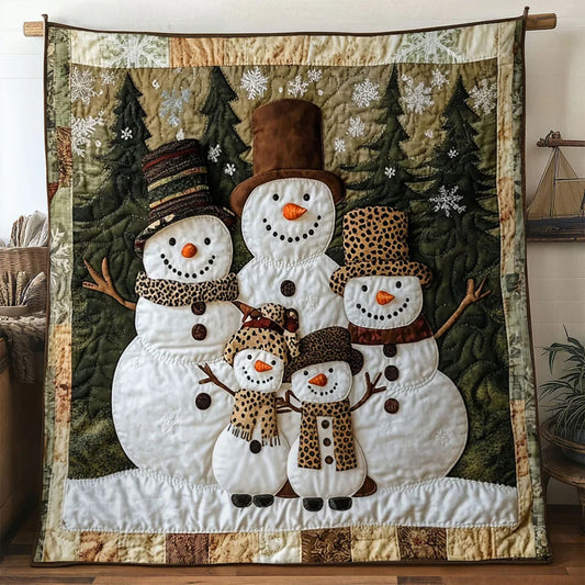 Cozy Family Snowman Quilt Blanket