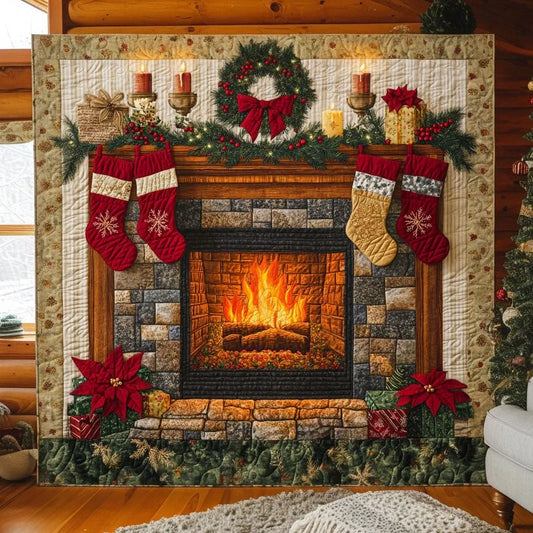 Cozy Fireplace Quilt Blanket