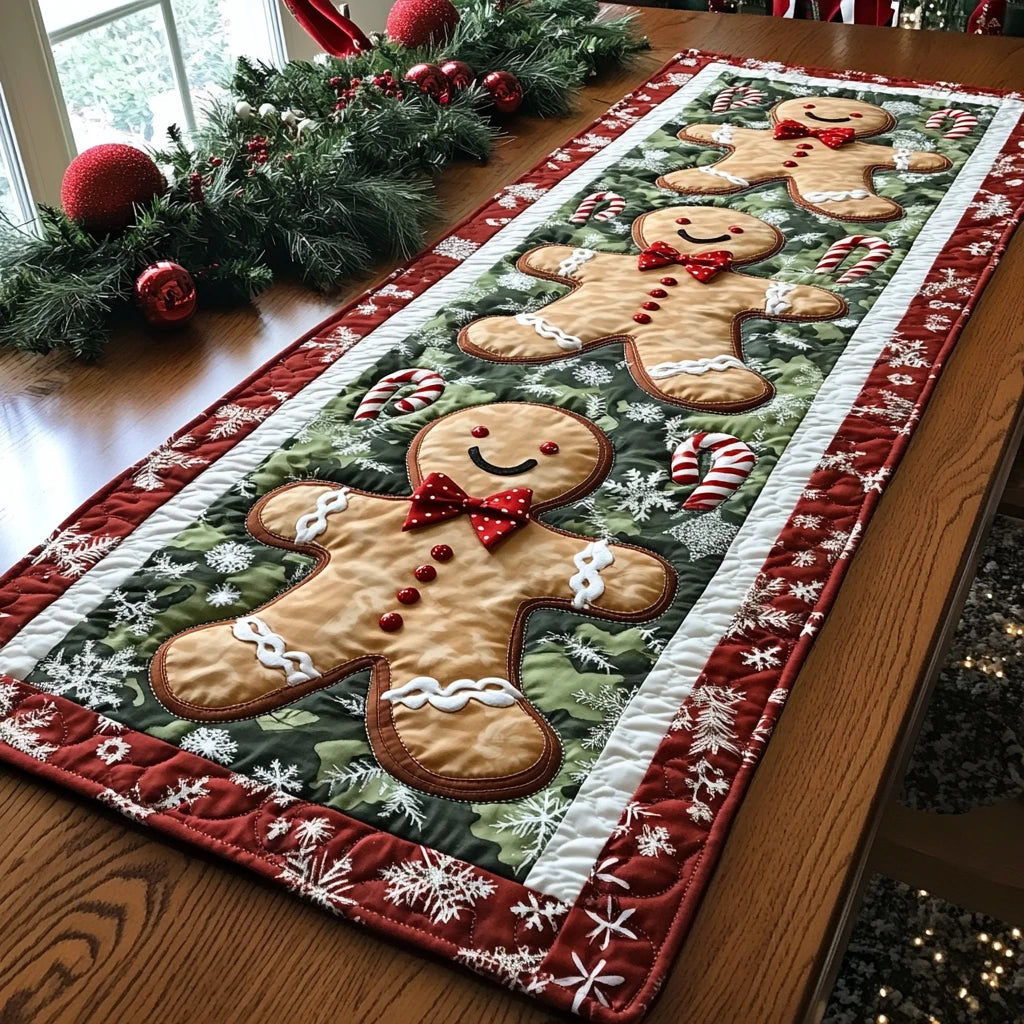 Cozy Gingerbread Quilted Table Runner
