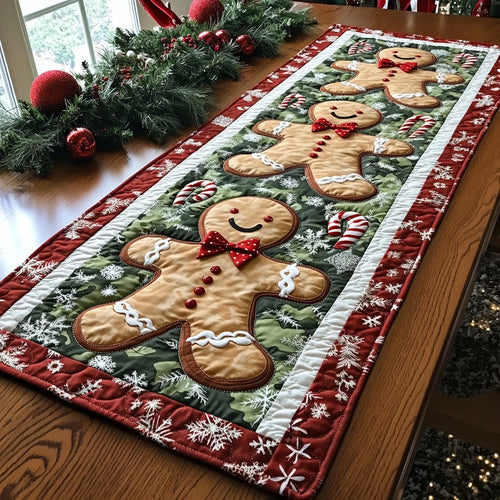Cozy Gingerbread Quilted Table Runner