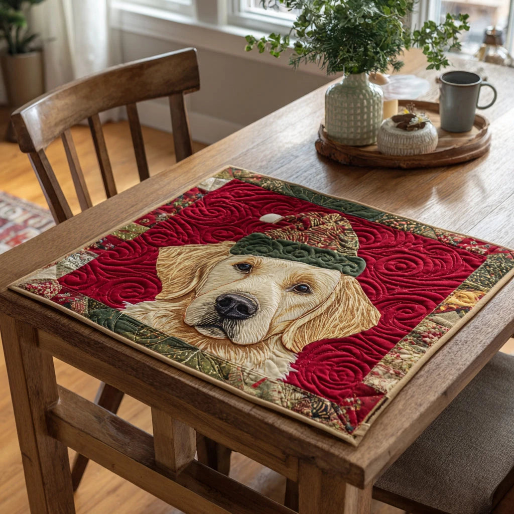 Cozy Golden Retriever Crew Quilted Table Topper