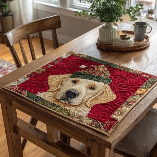 Cozy Golden Retriever Crew Quilted Table Topper