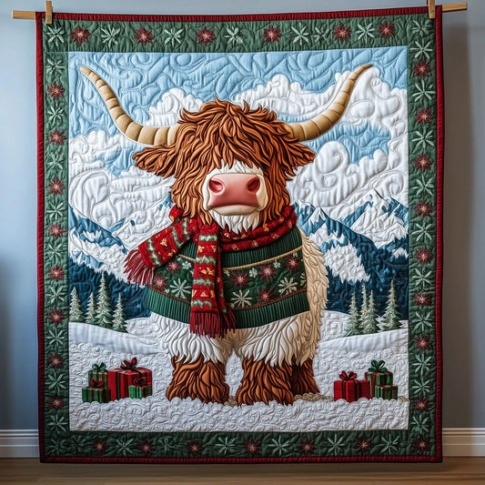 Cozy Highland Cow Quilt Blanket