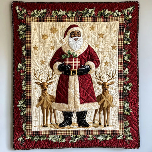 Cozy Home Black Santa Claus Quilt Blanket