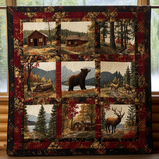 Cozy Hunting Cabin Quilt Blanket