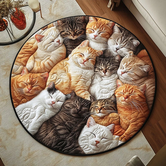 Cozy Kittens Wheel Quilted Round Mat