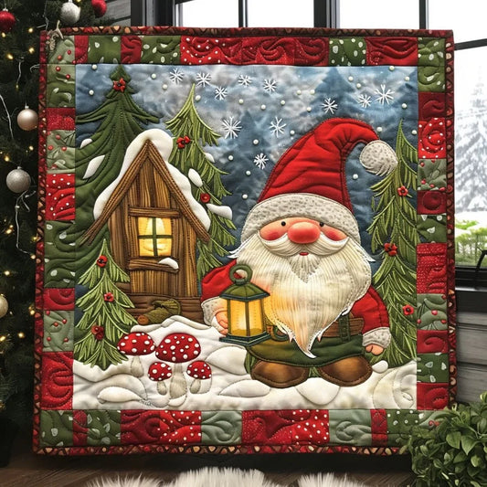 Cozy Lantern Gnome Quilt Blanket