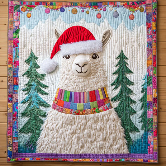 Cozy Llama Christmas Quilt Blanket