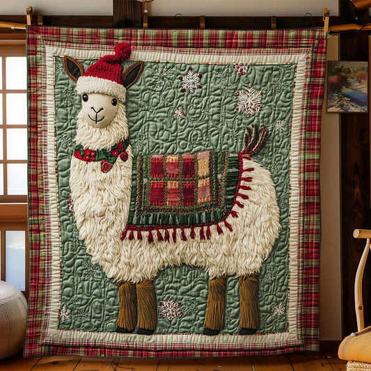 Cozy Llama Holiday Quilt Blanket
