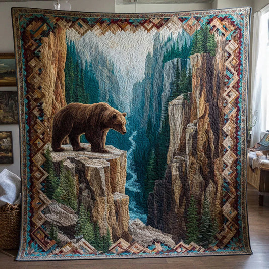 Cozy Mountain Bear Quilt Blanket