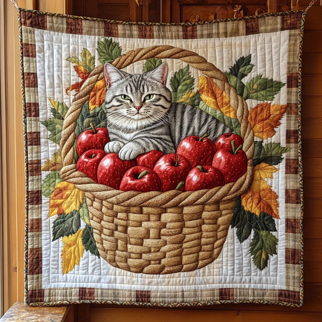 Cozy Orchard Cat Quilt Blanket