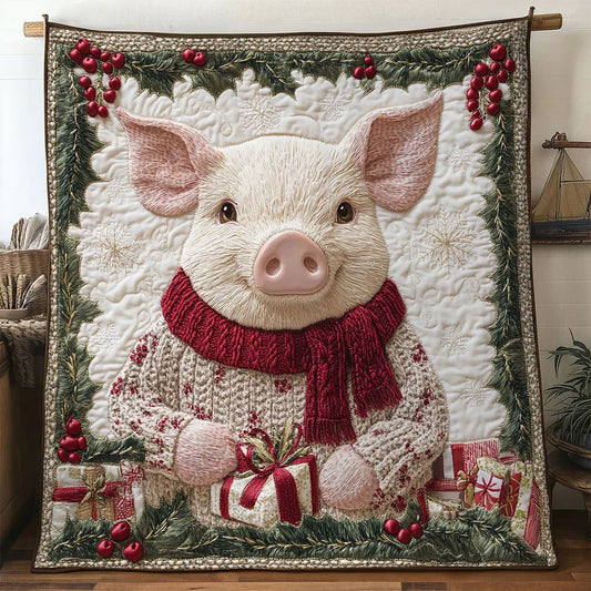 Cozy Sweater Pig Quilt Blanket