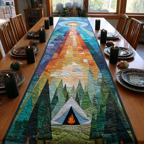 Cozy Tent Nights Quilted Table Runner