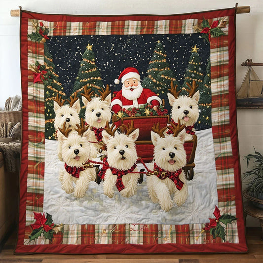 Cozy Terrier Holiday Quilt Blanket