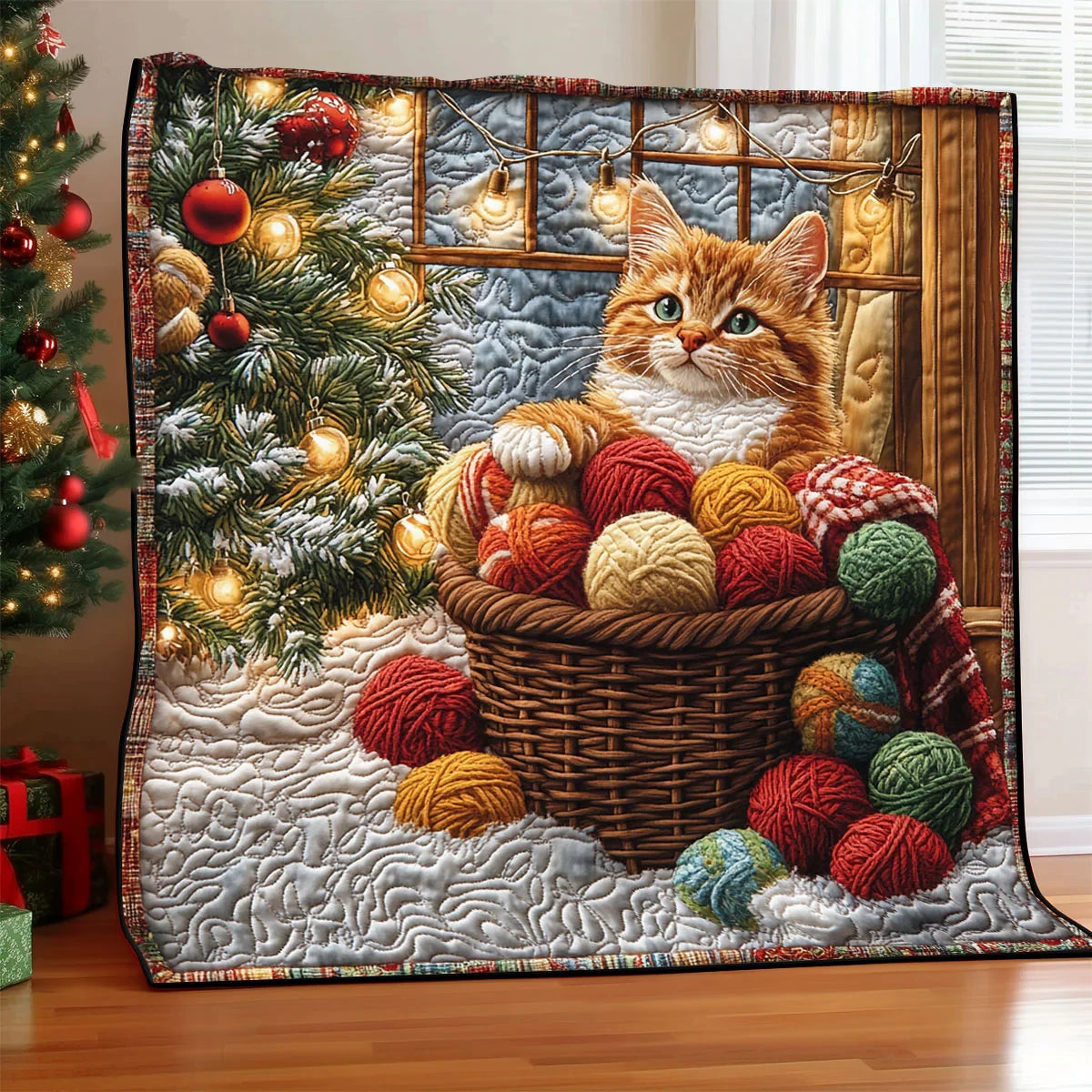 Cozy Whiskers Christmas Quilt Blanket