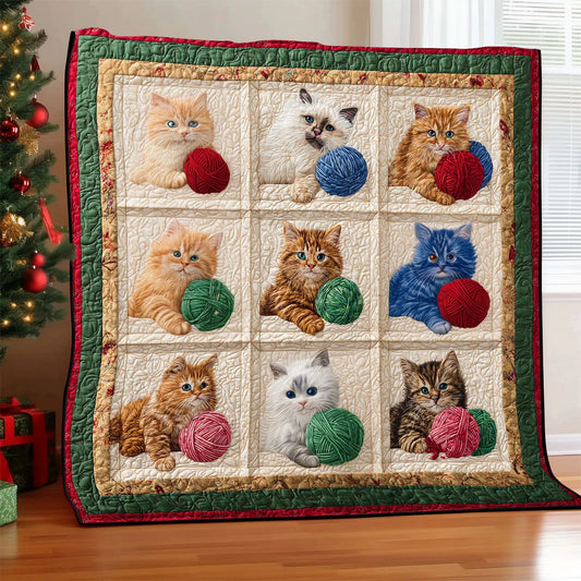 Cozy Yarn Cat Quilt Blanket