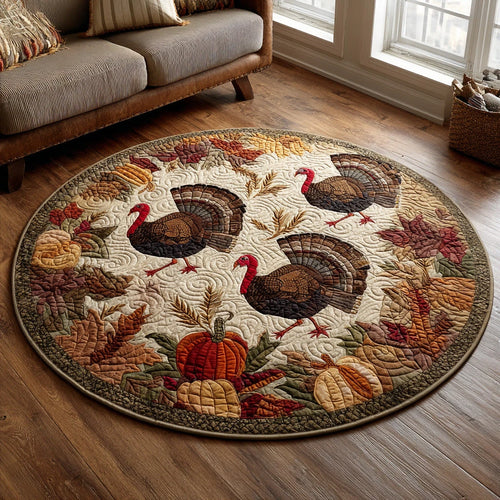 Cranberry Plume Quilted Round Mat