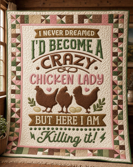 Crazy Chicken Lady Quilt Blanket - Quilted Blanket by OtterMia