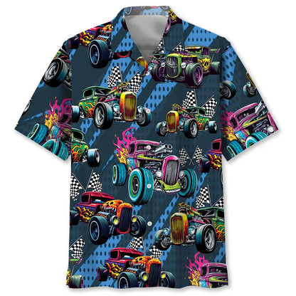 Crazy Hot Rod Drag Racing Hawaiian Shirt