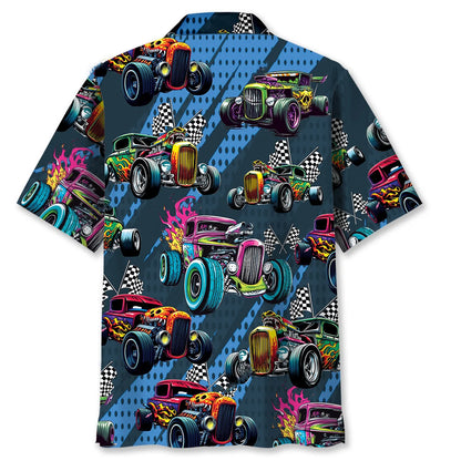 Crazy Hot Rod Drag Racing Hawaiian Shirt
