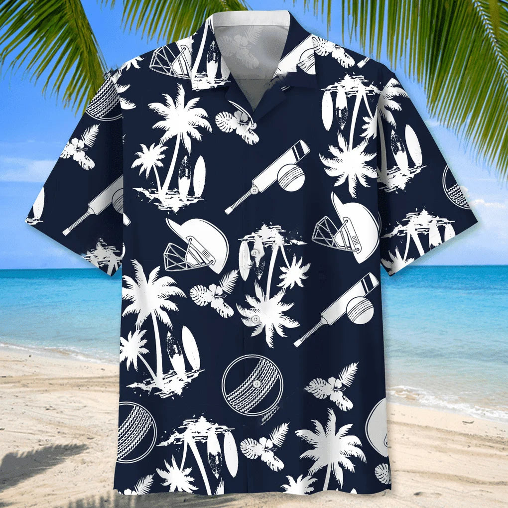 Cricket Black White Hawaiian Shirt