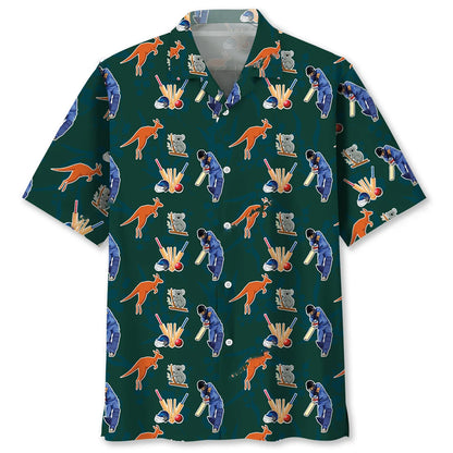 Cricket Blue Hawaiian Shirt