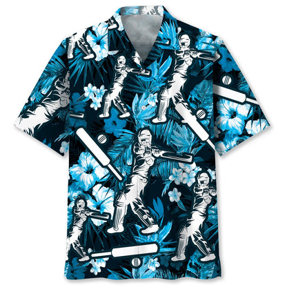 Cricket Hibiscus Blue Hawaiian Shirt