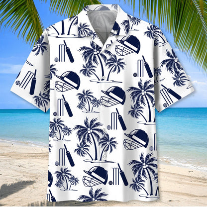 Cricket Palm Tree White Hawaiian Shirt