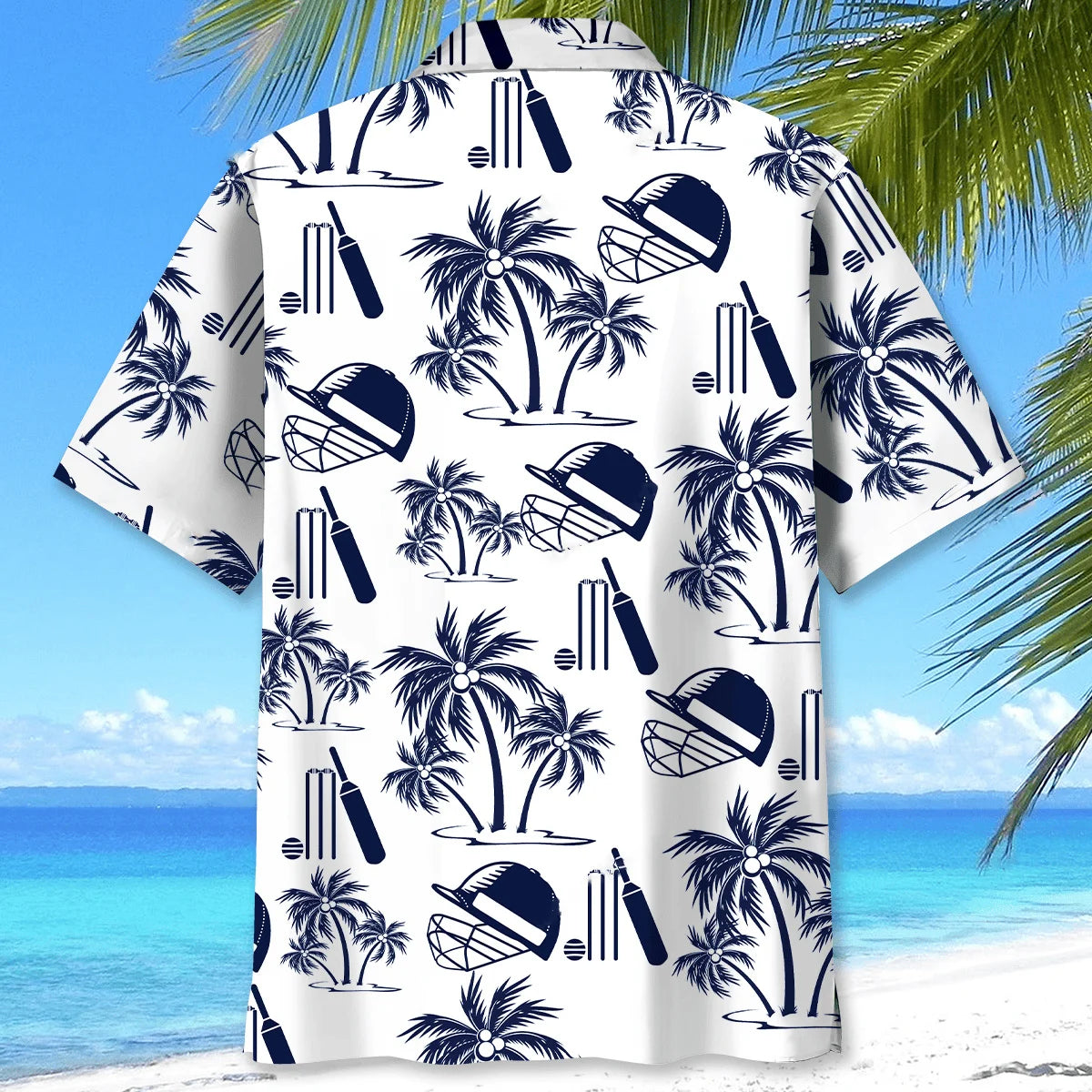 Cricket Palm Tree White Hawaiian Shirt