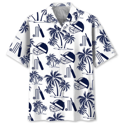Cricket Palm Tree White Hawaiian Shirt