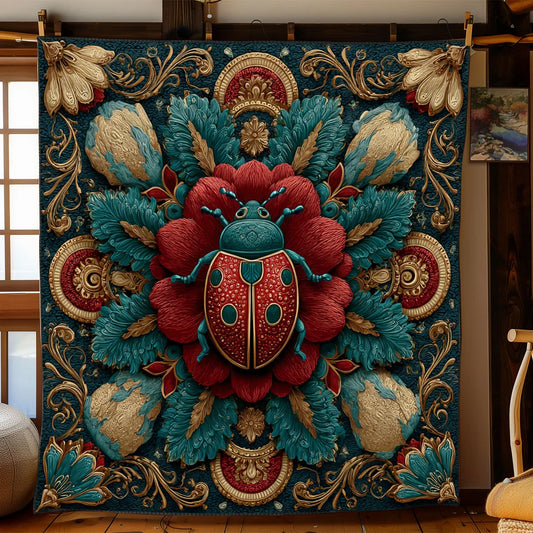 Crimson Crown Ladybug Quilt Blanket