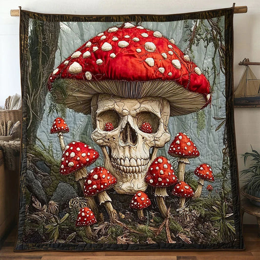 Crimson Forest Skull Quilt Blanket