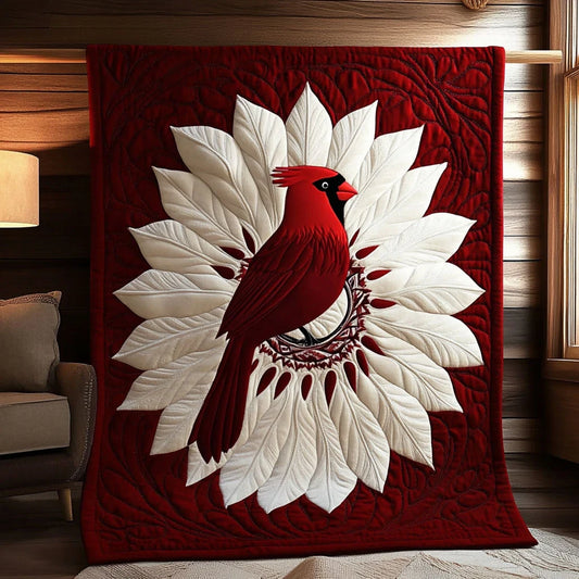Crimson Harmony Cardinal Quilt Blanket
