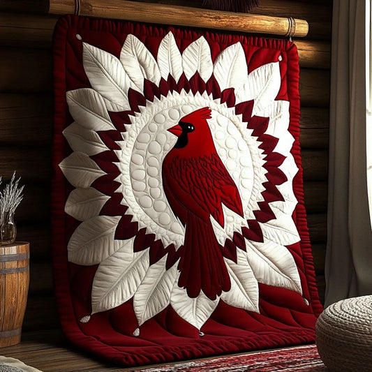 Crimson Harmony Cardinal Quilt Blanket