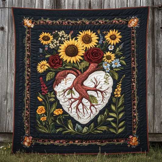 Crimson Heart Quilt Blanket