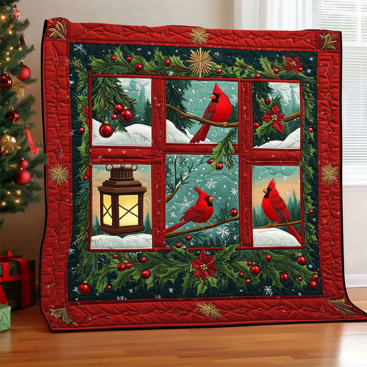 Crimson Lantern Quilt Blanket