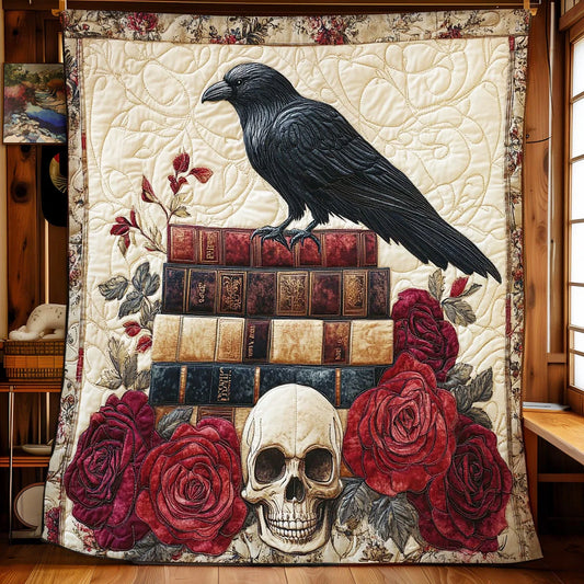 Crimson Raven Quilt Blanket