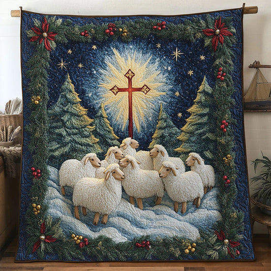 Cross Of Faith Sheep Quilt Blanket