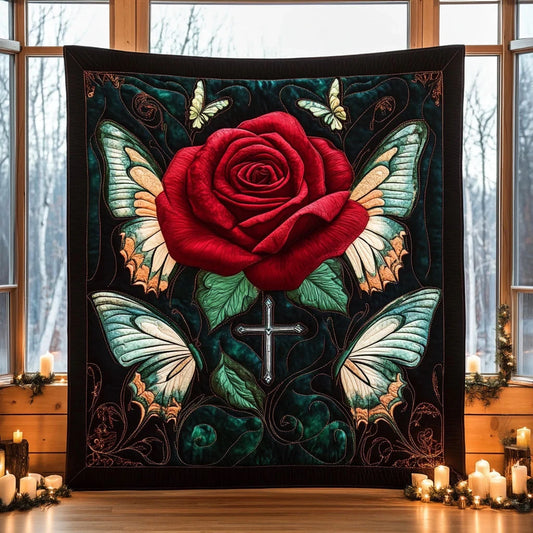 Cross Rose Glory Quilt Blanket