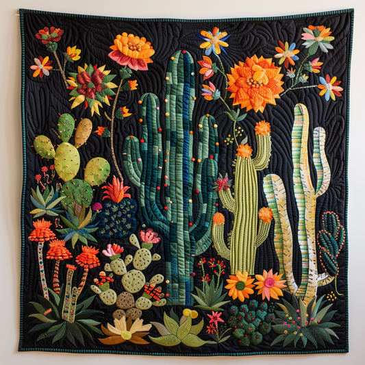 Splendor Colorful Cacti Quilted Blanket - Throw (55" x 60")